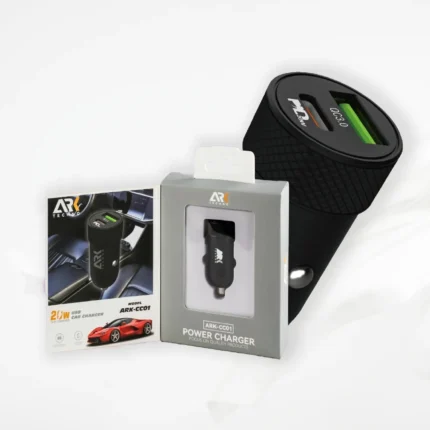 شاحن سيارة ARK-CC01 بقوة 20 واط | شحن سريع ومنفذين في عمان