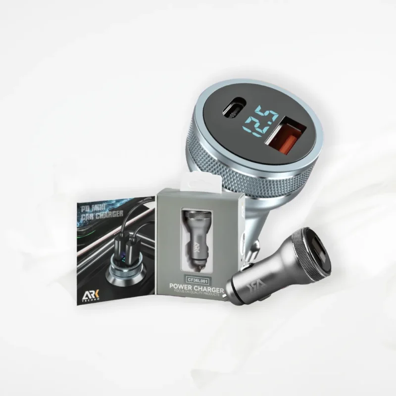 شاحن سيارة سريع 36 واط ماركة ARK بمنفذين USB و Type-C