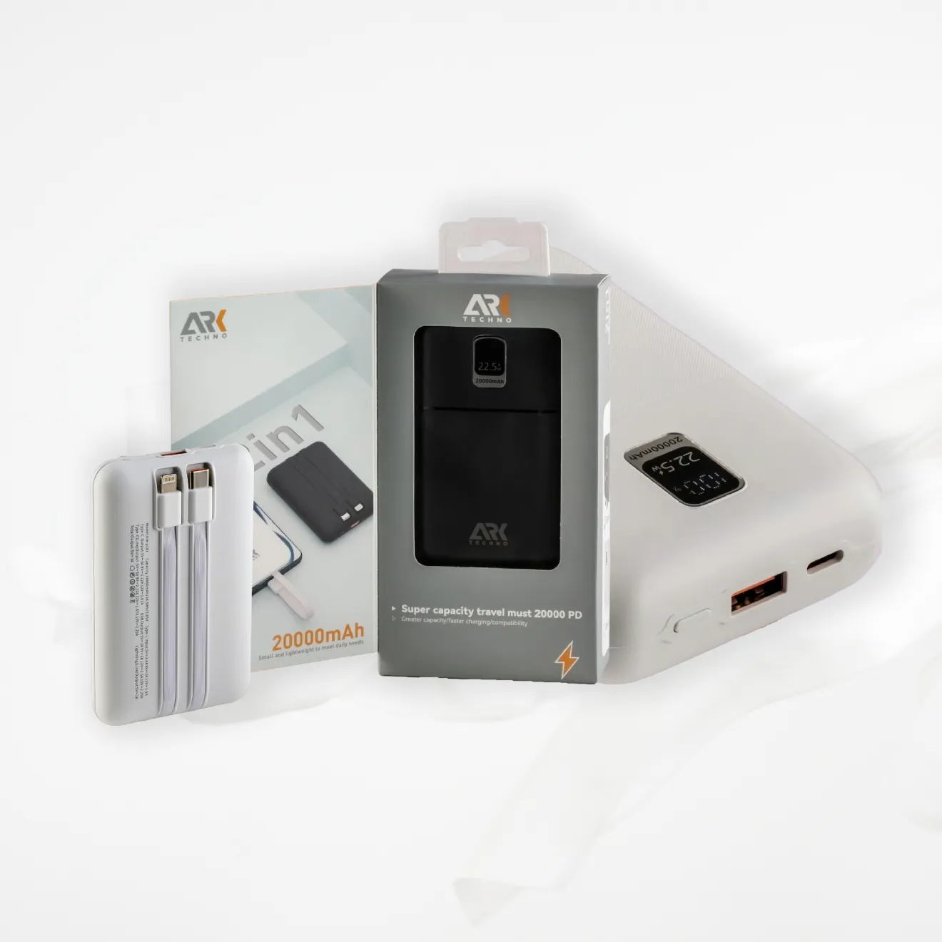 fpw2000 باور بانك ARK بقوة 20000 مللي أمبير وشحن لاسلكي سريع